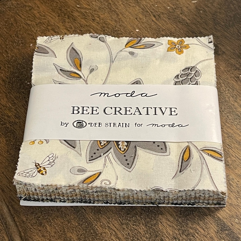 Moda Bee Creative Charm Pack Deb Strain 5 Inch Quilt Squares 42pc Yellow Grey